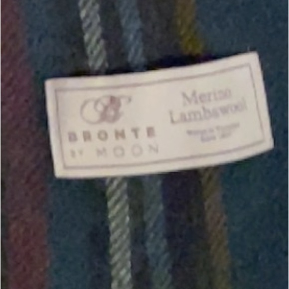 Plaid Wool Scarf in Teal and Burgundy - Picture 2 of 10